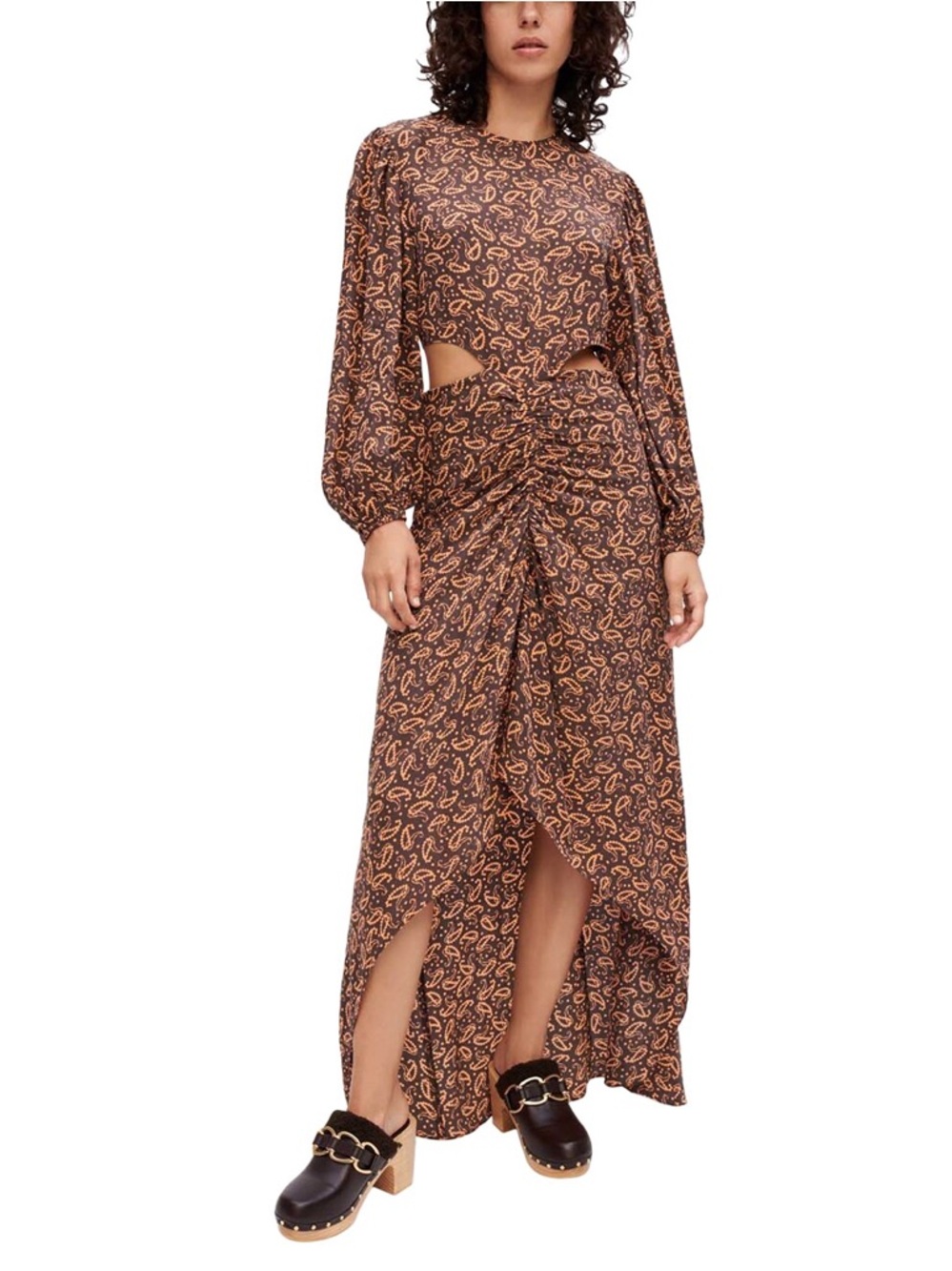 Maje Paisley Print Cutout Maxi Dress-Size 34/US 0